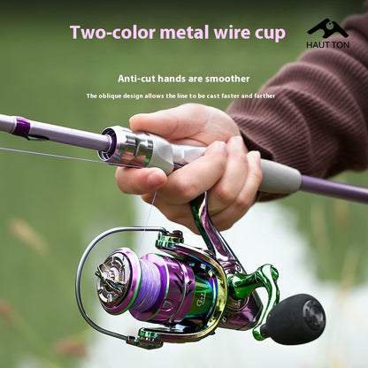 Electroplated Colorful Spinning Wheel Wholesale Gap-Free Fishing Reel 3+1 Bearing Fishing Line Reel Metal Line Cup Long Casting Reel