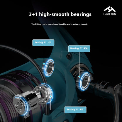 Anti-Explosion Line Long Casting Spinning Reel Wholesale 3+1 Gap-Free Fishing Reel 5.2:1 Double Arm Fishing Reel Micro Reel