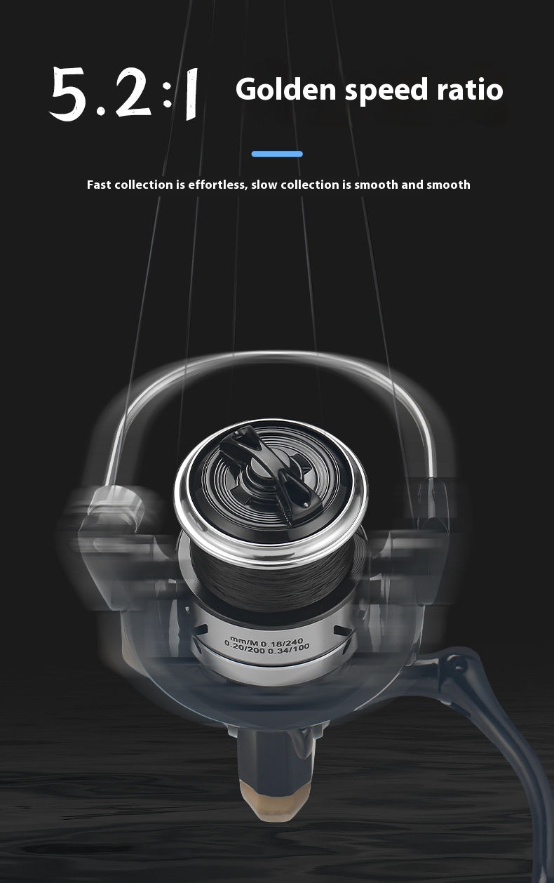 Seamless Lure Long Casting Spinning Reel 5.2:1 Micro Fishing Reel Fishing Line Reel Sea Rod Sea Fishing Reel BW