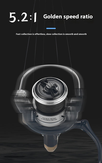 Seamless Lure Long Casting Spinning Reel 5.2:1 Micro Fishing Reel Fishing Line Reel Sea Rod Sea Fishing Reel BW