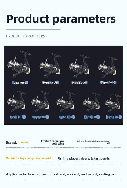Lure Spinning Reel Fishing Reel Full Metal Line Cup Sea Rod Reel Anchor Fish Reel Long Casting Reel Fish Reel GW