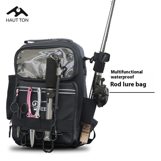 Multifunctional Lure Backpack Waterproof Outdoor Bag Rod Insert Fishing Bag Large Capacity Chest Bag Single Shoulder Bag