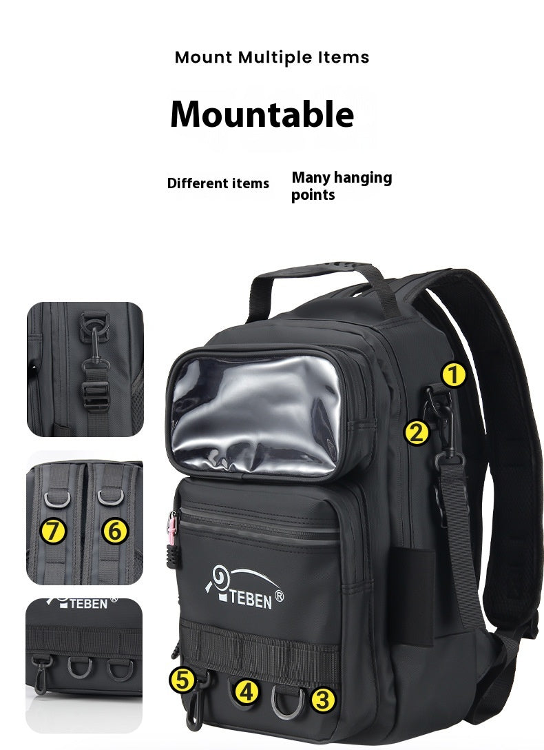 Multifunctional Lure Backpack Waterproof Outdoor Bag Rod Insert Fishing Bag Large Capacity Chest Bag Single Shoulder Bag