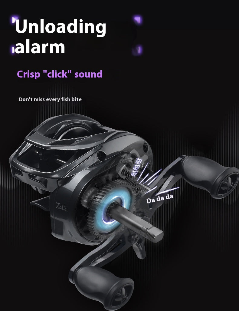 Anti-Explosion Line Long Casting Baitcasting Reel 7.2:1 Gear Ratio with Drag Alarm Fishing Reel Short Shaft Line Cup Fishing Reel