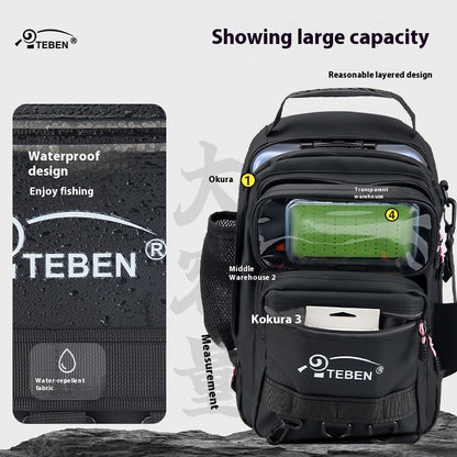 Multifunctional Lure Backpack Waterproof Outdoor Bag Rod Insert Fishing Bag Large Capacity Chest Bag Single Shoulder Bag