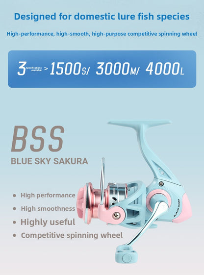 Macaron Spinning Wheel Micro Fishing Reel Wholesale Shallow Line Cup 1500S Fishing Reel Gapless Lure Reel 5.2:1