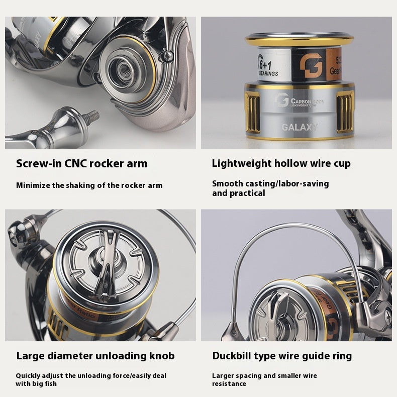 Micro Spinning Wheel Carbon Body Only 165g Long Casting Lure Fishing Reel 6+1 Bearing Screw-in Fishing Reel