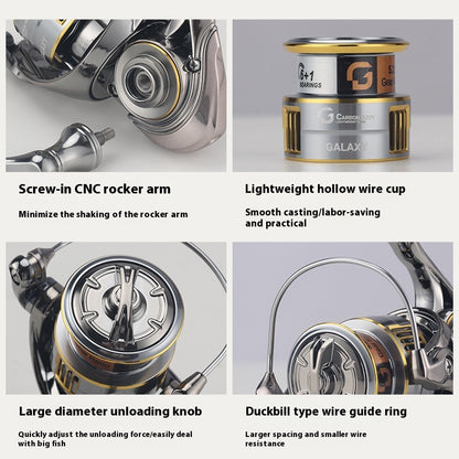 Micro Spinning Wheel Carbon Body Only 165g Long Casting Lure Fishing Reel 6+1 Bearing Screw-in Fishing Reel