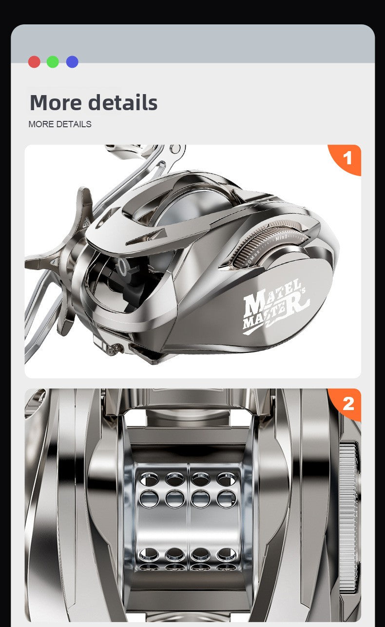 Custom Lure Baitcasting Reel Long Casting Anti-Explosion Line Fishing Reel with Drag Alarm Metal Master