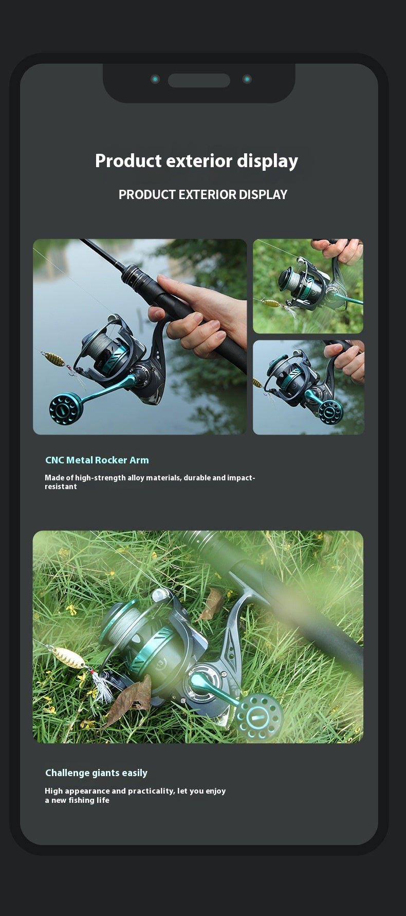 Spinning Wheel Wholesale Full Metal Blackened Fishing Wheel Lure Wheel Micro Fishing Wheel Sea Rod Wheel Big Fish Wheel DK