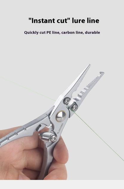 Multifunctional Micro Lure Pliers with Anti-Lost Rope, Rust-Resistant Aluminum Alloy Pliers for Hook Removal, Ring Opening, and Lead Pressing Lure Pliers