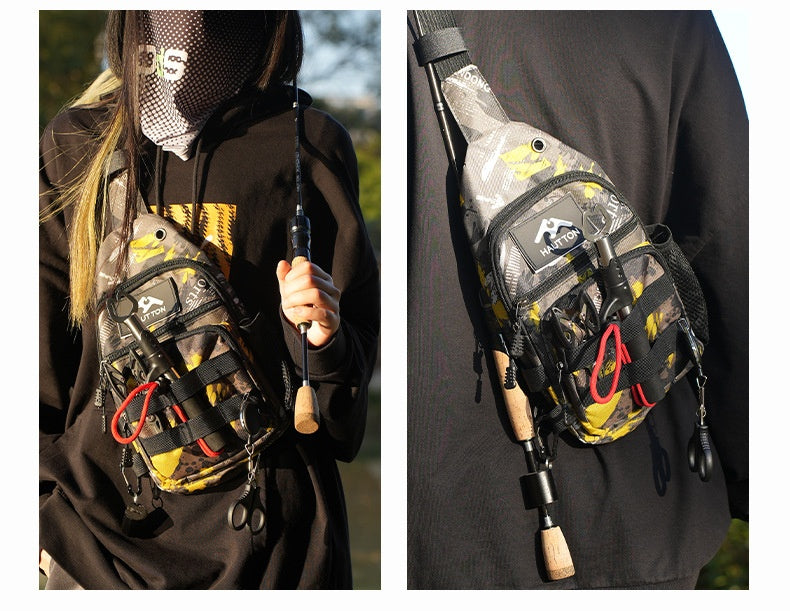 Lure Bag 2025 New Multifunctional Fishing Bag with Rod Insert Camouflage Outdoor Single Shoulder Crossbody Bag Lure Waist Bag