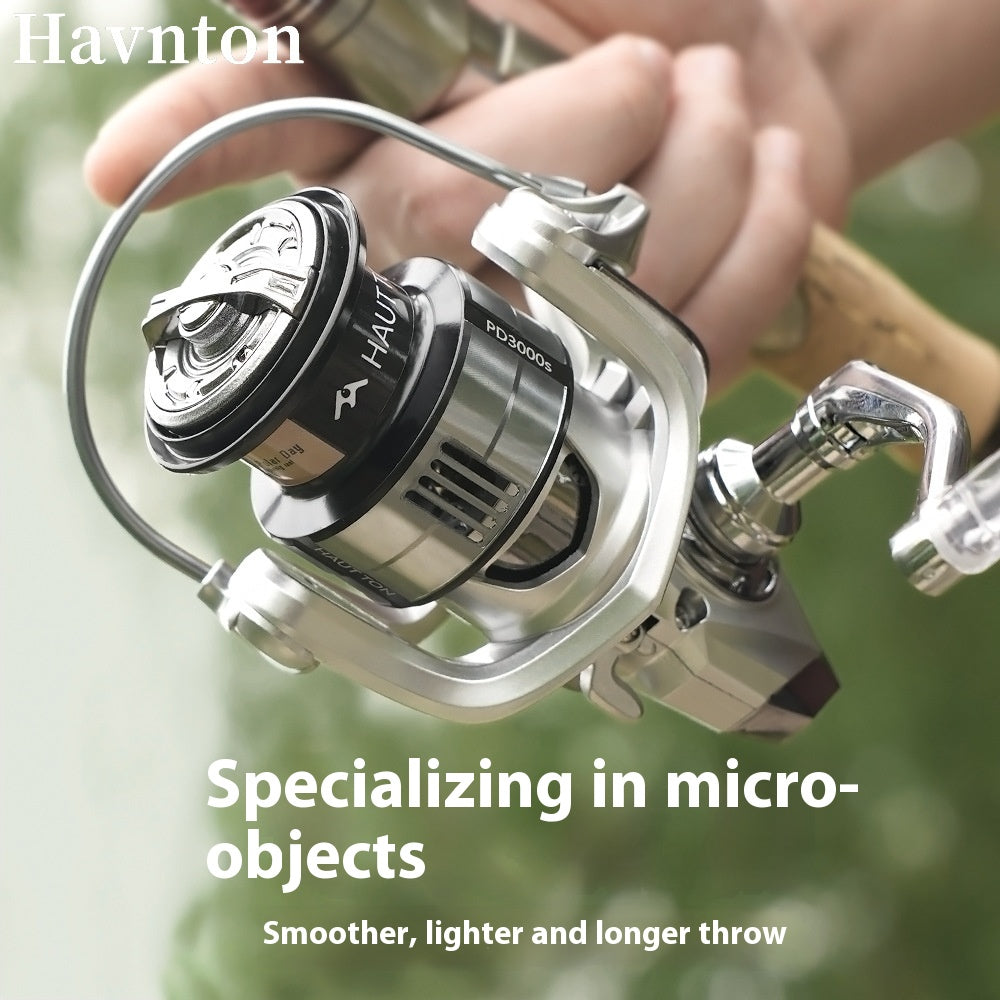 Long Casting Micro Lure Spinning Reel 5.2:1 Fishing Reel Gapless Metal Line Cup Fishing Reel