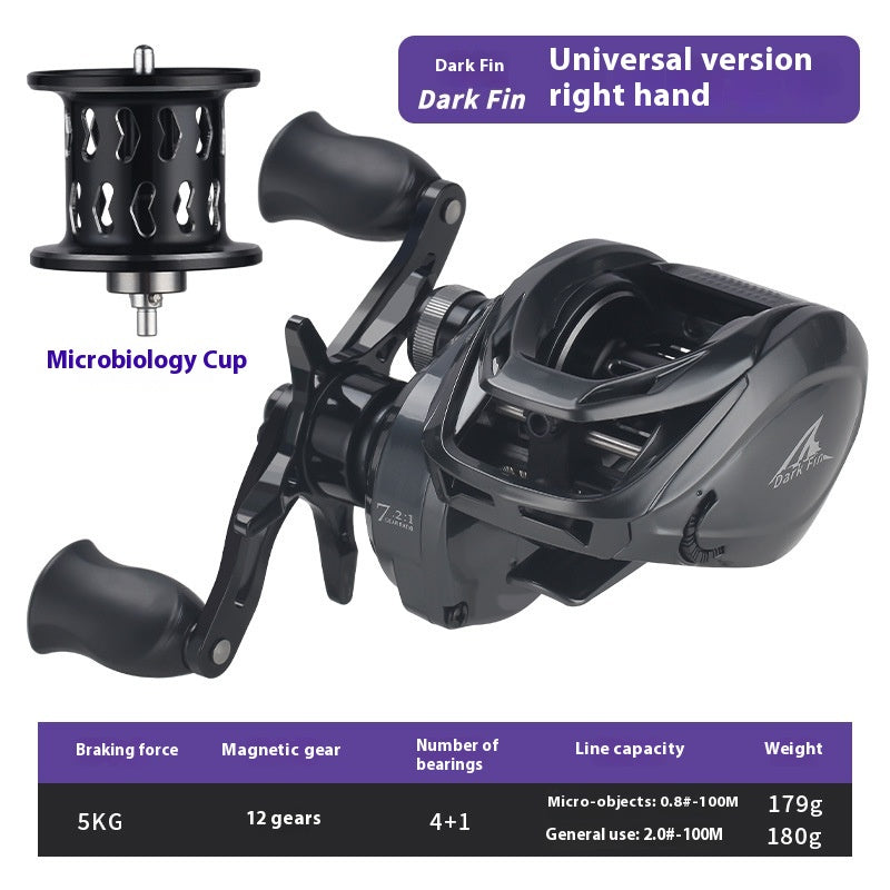 Anti-Explosion Line Long Casting Baitcasting Reel 7.2:1 Gear Ratio with Drag Alarm Fishing Reel Short Shaft Line Cup Fishing Reel