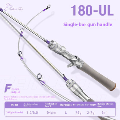 Carbon Fiber Micro Lure Rod Wholesale 1.68m UL Hardness 69g Horse Mouth White Strip Fishing Rod L Adjustment Soft Wood Grip