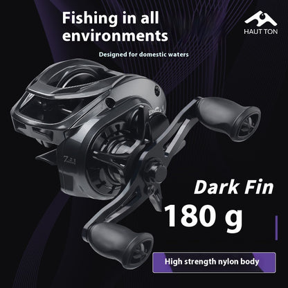 Anti-Explosion Line Long Casting Baitcasting Reel 7.2:1 Gear Ratio with Drag Alarm Fishing Reel Short Shaft Line Cup Fishing Reel