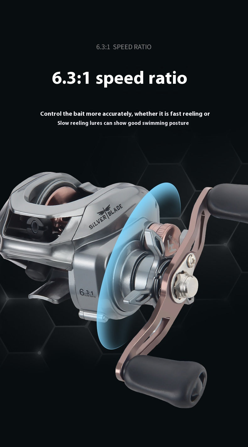 Micro Lure Baitcasting Reel Wholesale 6.3:1 Gear Ratio with Drag Alarm Long Casting Fishing Reel 5+1 Fishing Line Reel