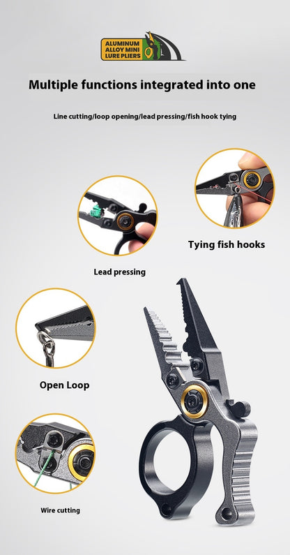 Lockable Aluminum Alloy Pliers Mini Lure Pliers Ring Opener Line Cutter Fishing Line Cutter Ring Cutter Line Cutter Only 28g