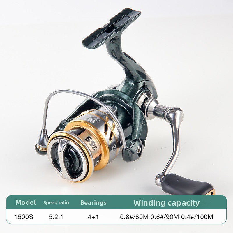2025 New Micro Fishing Reel Lure Casting Spinning Reel 4+1 Bearings 5.2:1 Horse Mouth White Strip Fish Reel