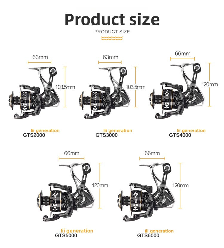 Fishing Reel GTS Third Generation Full Metal Fishing Reel Sea Rod Casting Rod Fishing Reel Rock Fishing Long Casting Full Metal Spinning Reel