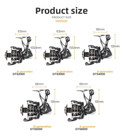Fishing Reel GTS Third Generation Full Metal Fishing Reel Sea Rod Casting Rod Fishing Reel Rock Fishing Long Casting Full Metal Spinning Reel
