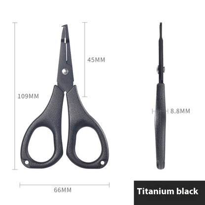 Titanium Coated Multi-Function Lure Fishing Scissors Wholesale Cutting Line PE Line Loop Opening Hook Tying Pliers with Safety Rope