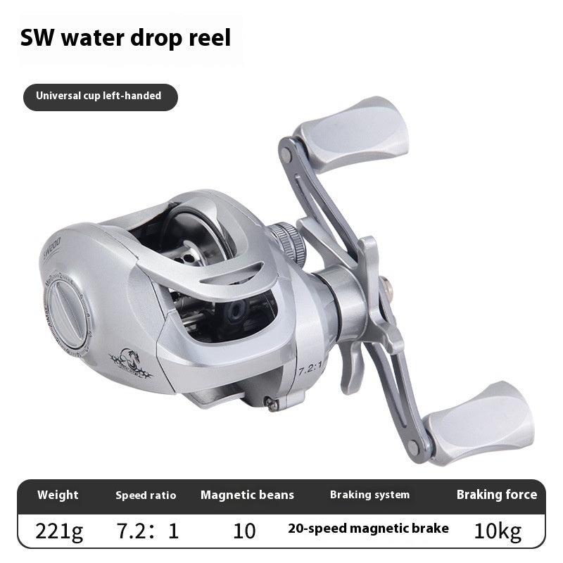 Anti-Explosion Line Sub Water Drop Wheel 7.2:1 High Speed Ratio Black Thunder Strong Fishing Wheel Long Casting Sea Rod Wheel Fish Wheel SW