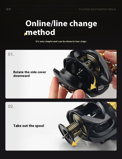 Electroplated Universal Water Drop Reel Lure Casting Fishing Reel with Drag Alarm 7.2:1 Metal Fishing Reel