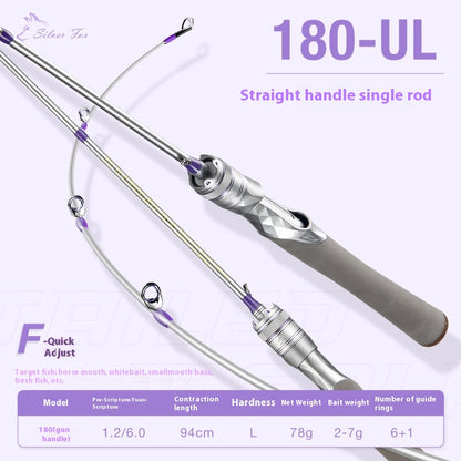 Carbon Fiber Micro Lure Rod Wholesale 1.68m UL Hardness 69g Horse Mouth White Strip Fishing Rod L Adjustment Soft Wood Grip