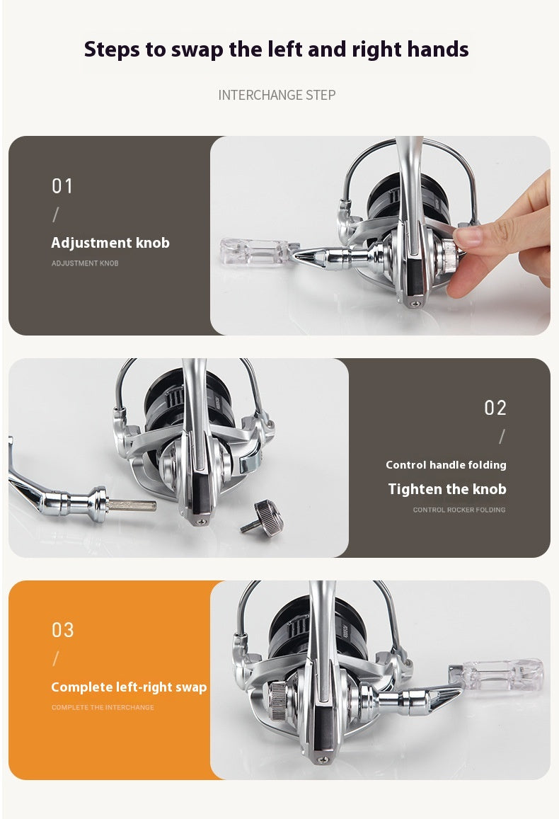 Long Casting Micro Lure Spinning Reel 5.2:1 Fishing Reel Gapless Metal Line Cup Fishing Reel