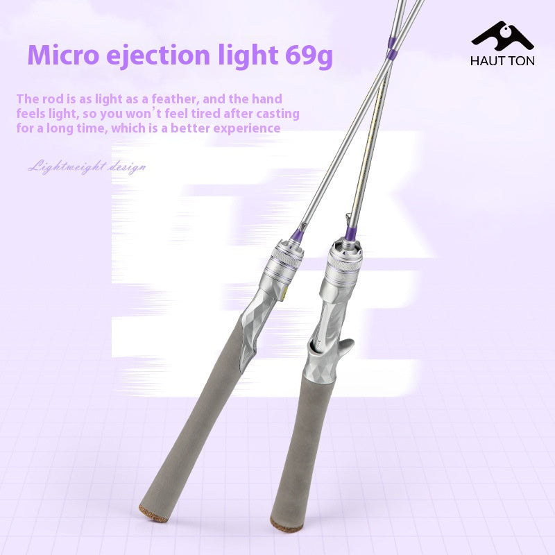 Carbon Fiber Micro Lure Rod Wholesale 1.68m UL Hardness 69g Horse Mouth White Strip Fishing Rod L Adjustment Soft Wood Grip