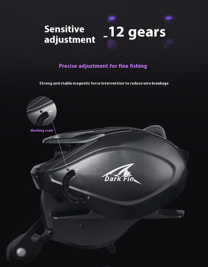 Anti-Explosion Line Long Casting Baitcasting Reel 7.2:1 Gear Ratio with Drag Alarm Fishing Reel Short Shaft Line Cup Fishing Reel