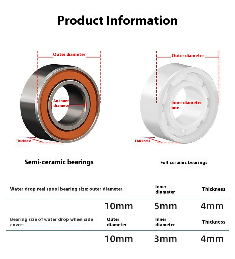 Fishing Reel Special Full Ceramic Bearing Inner Diameter 3mm Water Drop Reel Line Cup Modification DIY Accessories