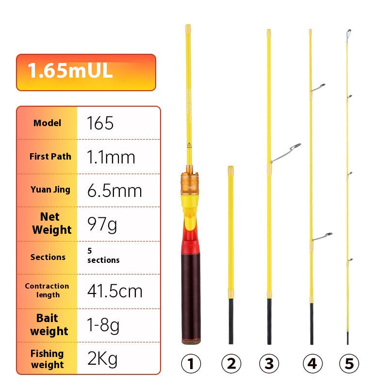Linglong Youth Edition Lure Rod Five Sections Change to Four Sections Casting Rod Stream Mouth White Strip UL Micro Rod Fishing Rod