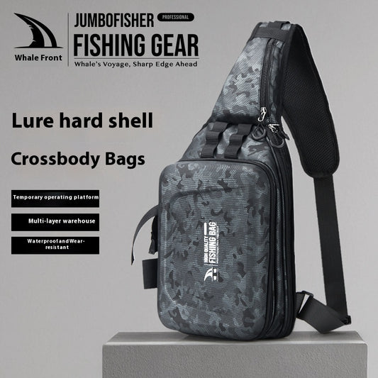 Large Capacity Fishing Bag Wholesale Multifunctional Hard Shell Crossbody Bag Waterproof Lure Bag Can Hang Rod and Fish Controller