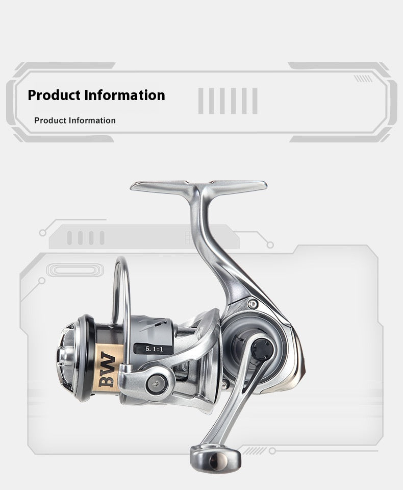 Haodun Micro Fishing Reel Long Casting Lure Carbon Spinning Reel Screw-in Handle 5+1 Bearings Stream Crappie Reel
