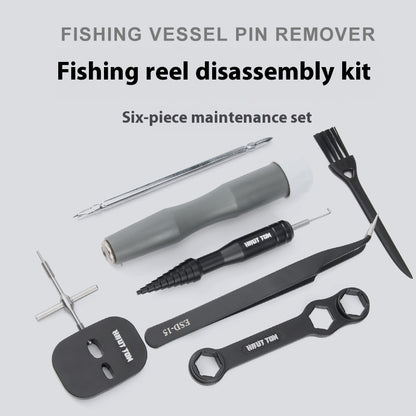 Fishing Reel Disassembly Repair Kit Fishing Reel Water Drop Reel Bearing Pin Remover Multi-Function Wrench Screwdriver Tweezers