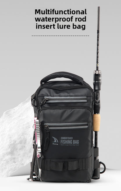 Multifunctional Waterproof Lure Backpack Single Shoulder Crossbody Lure Bag with Rod Insertion Wholesale Fishing Bag Bait Bag