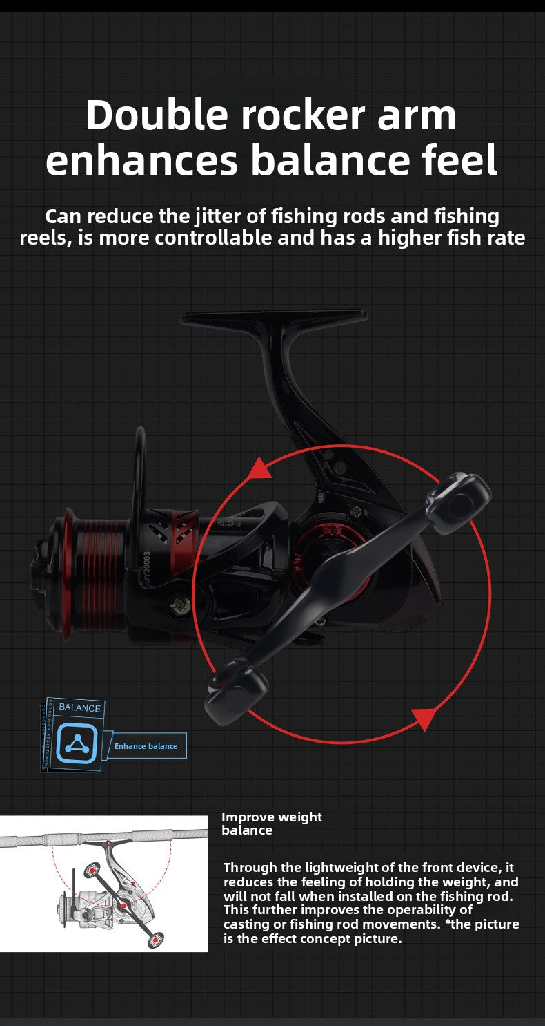 Double Crank Handle Spinning Reel Full Metal Line Cup Lure Fishing Reel Gapless Fishing Reel Long Casting Sea Rod Reel DY