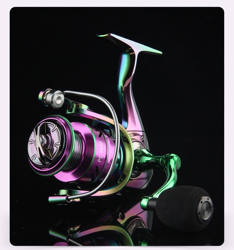 Electroplated Colorful Spinning Wheel Wholesale Gap-Free Fishing Reel 3+1 Bearing Fishing Line Reel Metal Line Cup Long Casting Reel