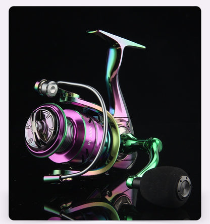Electroplated Colorful Spinning Wheel Wholesale Gap-Free Fishing Reel 3+1 Bearing Fishing Line Reel Metal Line Cup Long Casting Reel