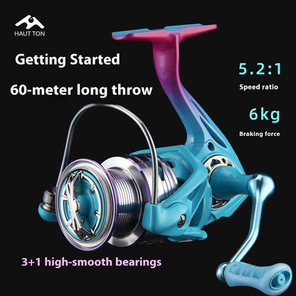 Anti-Explosion Line Long Casting Spinning Reel Wholesale 3+1 Gap-Free Fishing Reel 5.2:1 Double Arm Fishing Reel Micro Reel