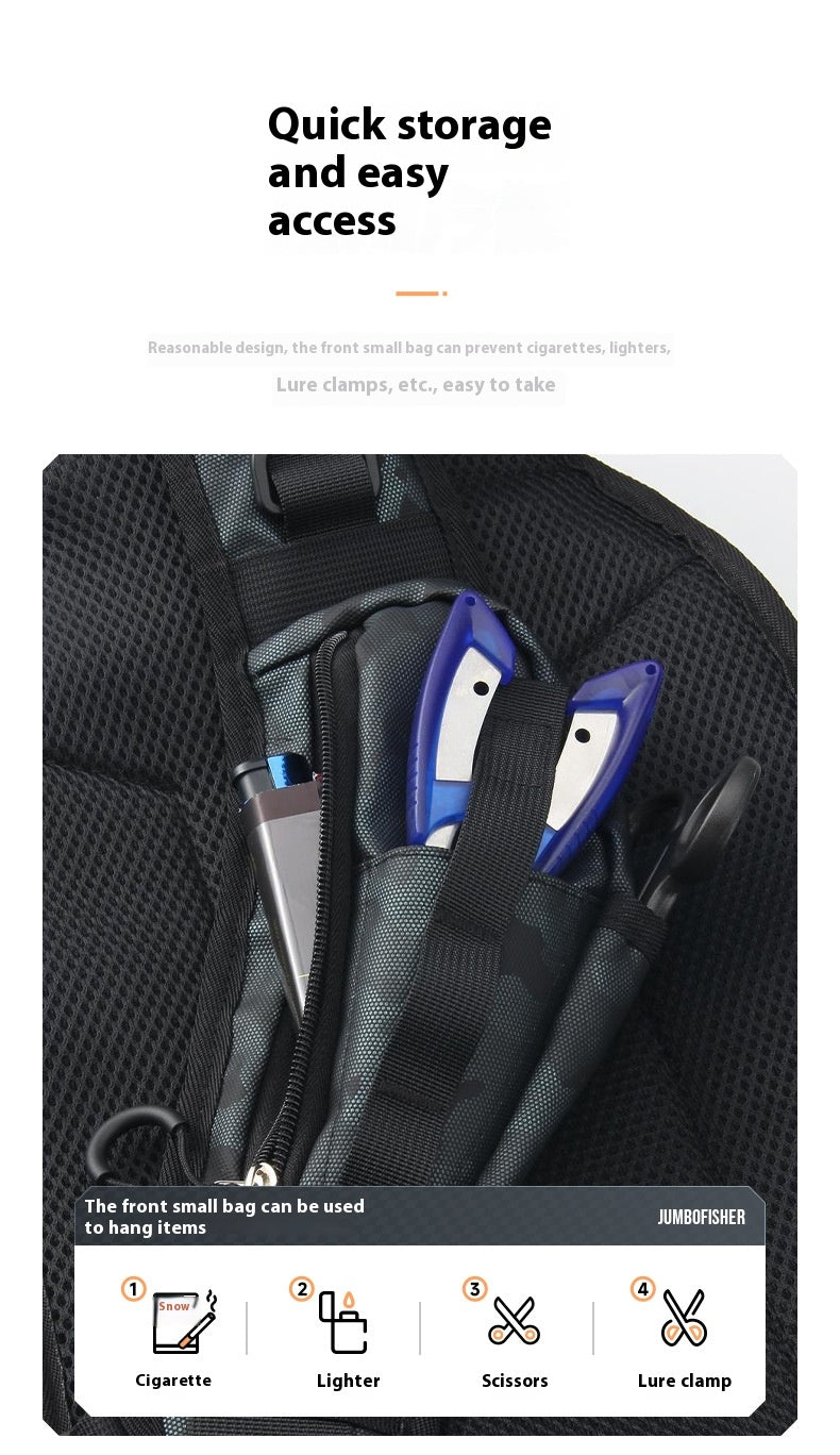Large Capacity Fishing Bag Wholesale Multifunctional Hard Shell Crossbody Bag Waterproof Lure Bag Can Hang Rod and Fish Controller