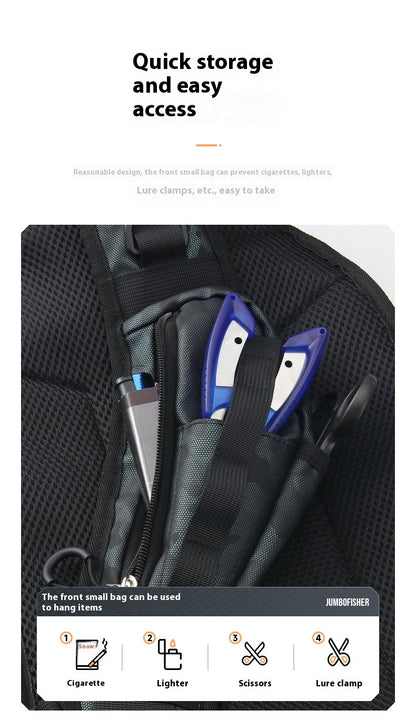 Large Capacity Fishing Bag Wholesale Multifunctional Hard Shell Crossbody Bag Waterproof Lure Bag Can Hang Rod and Fish Controller