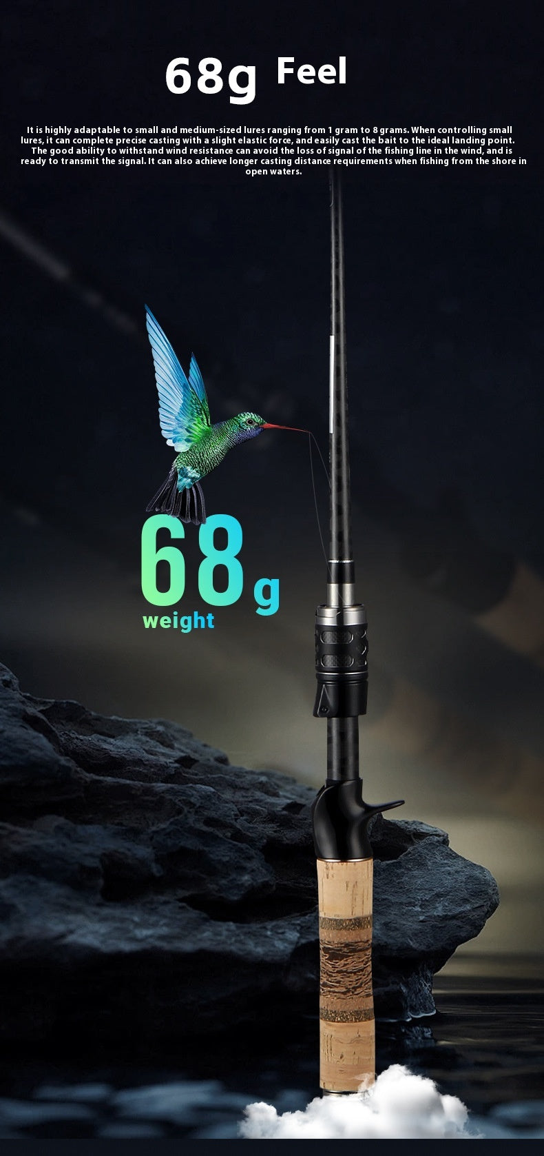 Full Set Fuji O-Ring Micro Object Worm Rod Large Taper Mouth Rod High Carbon Lure Long Casting Rod Carbon Soft Wood Ultra Light 68g