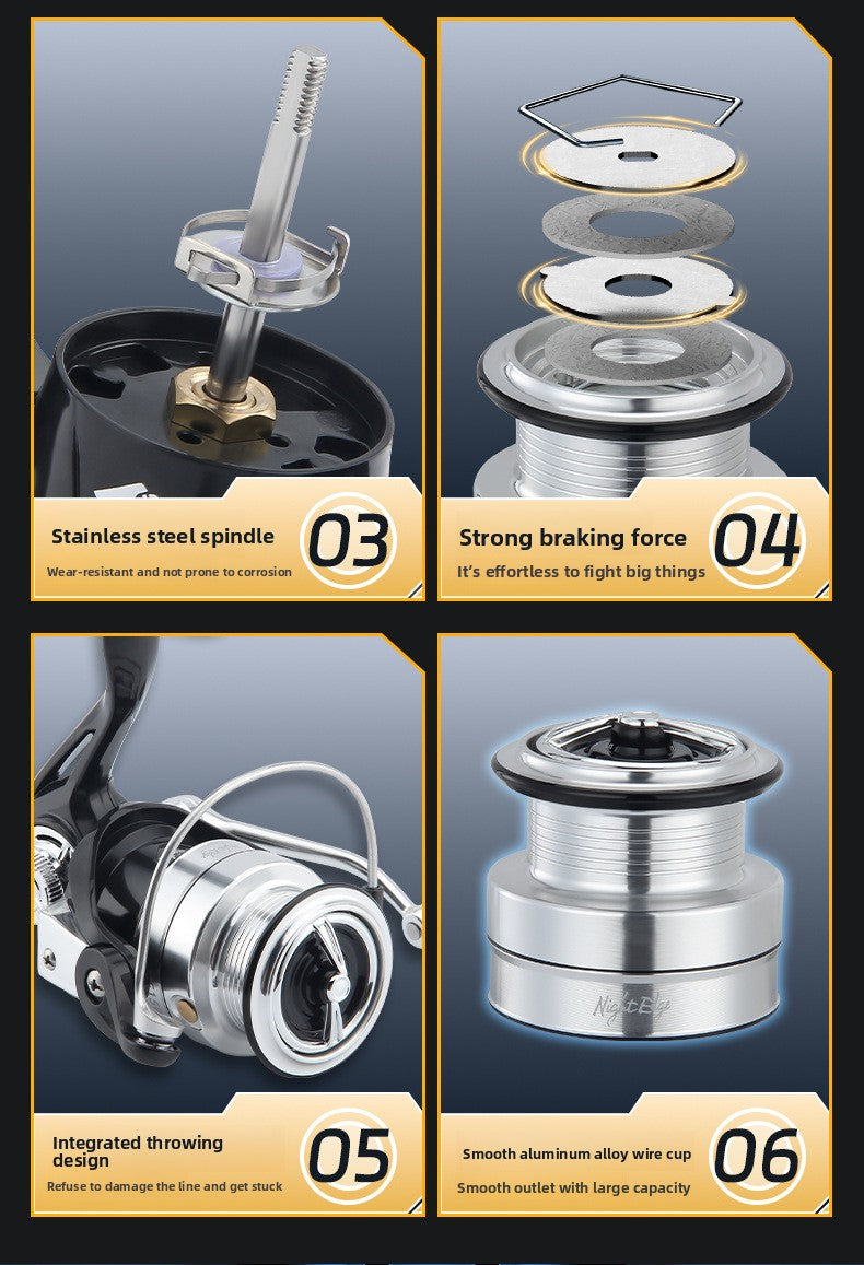 Night Blade Spinning Reel Lure Casting Reel Carbon Fiber Saltwater Resistant Fishing Reel 5+1 Stainless Steel Bearing Micro Reel