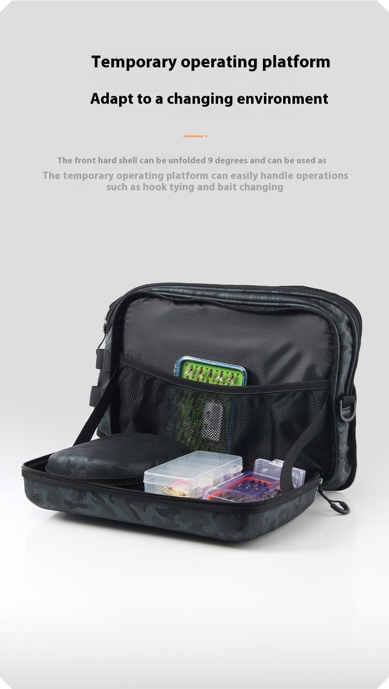 Large Capacity Fishing Bag Wholesale Multifunctional Hard Shell Crossbody Bag Waterproof Lure Bag Can Hang Rod and Fish Controller