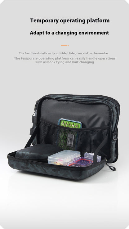 Large Capacity Fishing Bag Wholesale Multifunctional Hard Shell Crossbody Bag Waterproof Lure Bag Can Hang Rod and Fish Controller