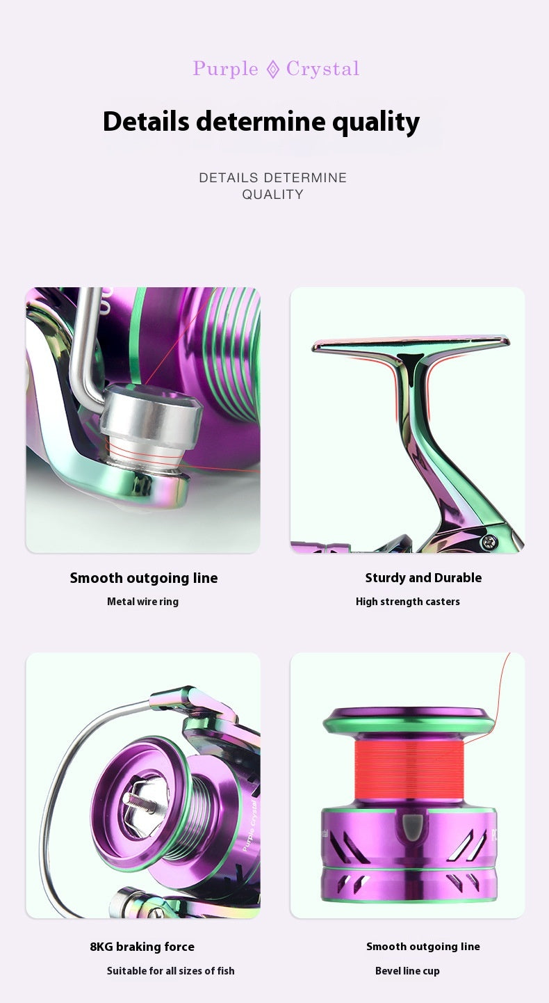 Electroplated Colorful Spinning Wheel Wholesale Gap-Free Fishing Reel 3+1 Bearing Fishing Line Reel Metal Line Cup Long Casting Reel