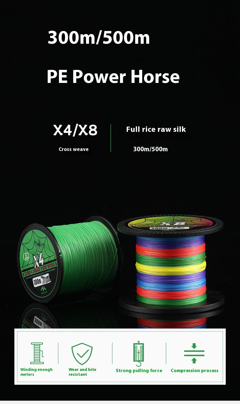 500.8m Strand Strong Horse Line 300.4m Strand Anti-Bite PE Lure Line Wholesale 10.1m Colors Sea Fishing Line